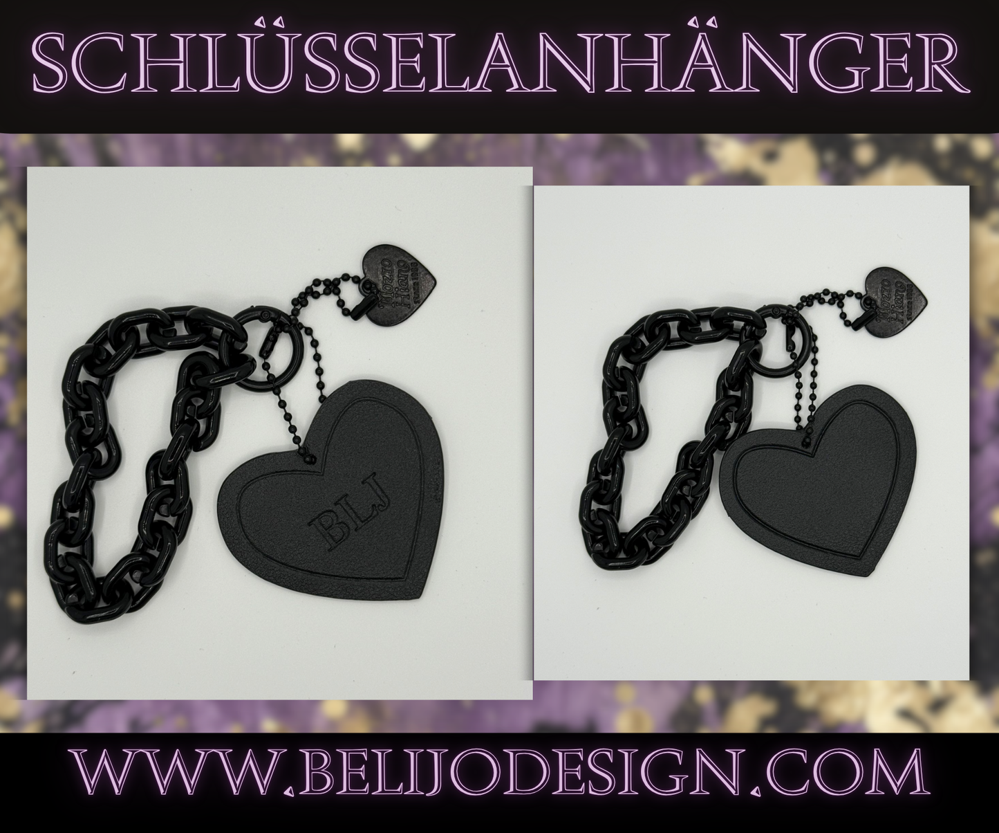 Black Heart Schlüsselanhänger (Personalisierung max. 8 Zeichen)