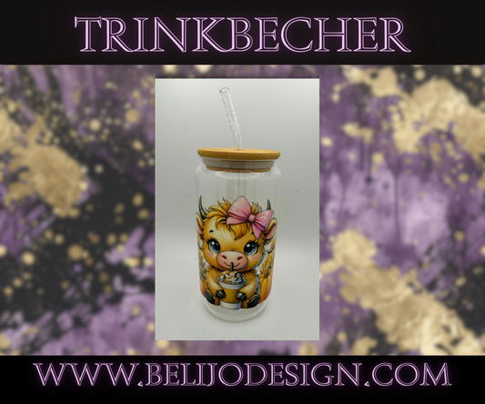 Trinkbecher Kuh mit Rosa Schleife