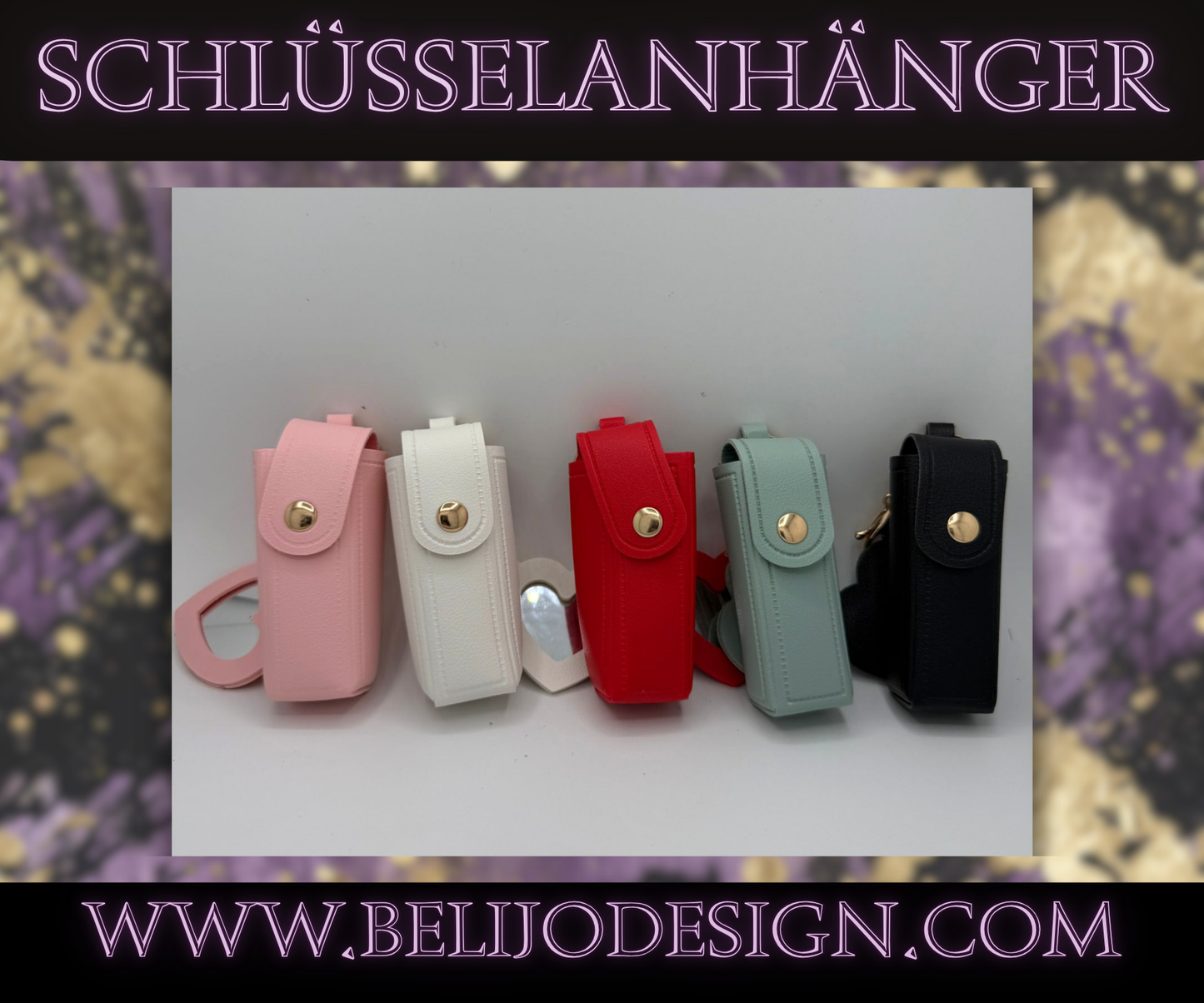 Schüsselanhänger mit Etui und Spiegel  (Personalisierung max 8 Zeichen)