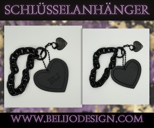Black Heart Schlüsselanhänger  (Personalisierung max. 8 Zeichen)