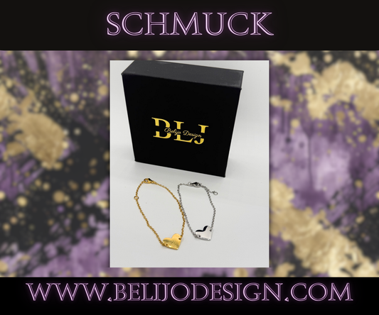 Armband Plättchen - Herz  (Personalisierung max. 2 Zeichen)