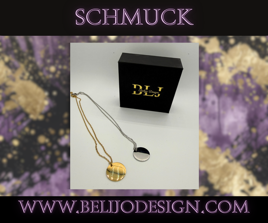 Halskette - rundes Plättchen (Personalisierung max. 4 Zeichen)