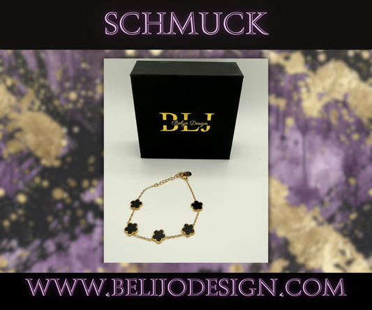 Armband Black and Gold Flower